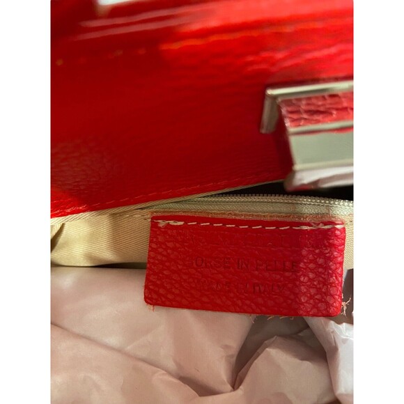 Borse in Pelle Handbag Shoulder Bag Satchel Red Pebbled Genuine Leather Italy - Picture 8 of 12